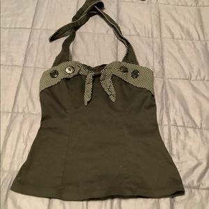 Polka Dot Black Halter Top